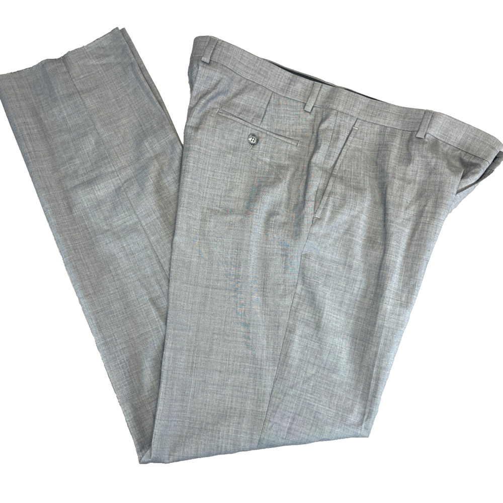 Jos. A‎ Bank Men's 39W 36L Flat Front Gray 100% Wool Dress Pants No Hem Career